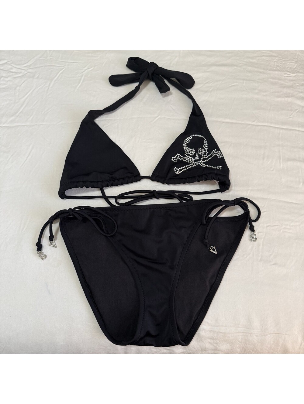 TOP ONLY Vintage Y2K Victoria’s Secret Rhinestone Jewel Skull Rare Bikini TOP M